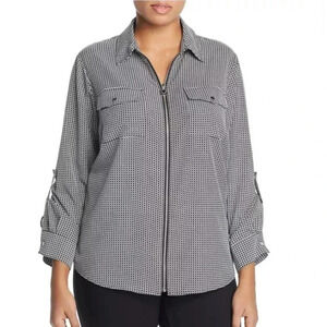 New Michael Michael Kors womens top size 2X roll tab sleeve lock half zip
